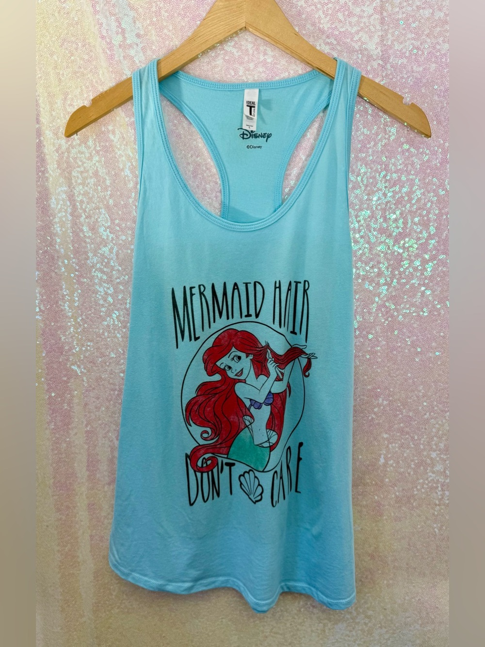Disney Ariel 'Mermaid Hair Don't Care' Aqua Tank Top Women’s L